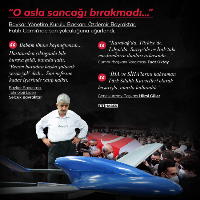 Özdemir Bayraktar’a veda: İHA VE SİHA’larını onurla kullandık